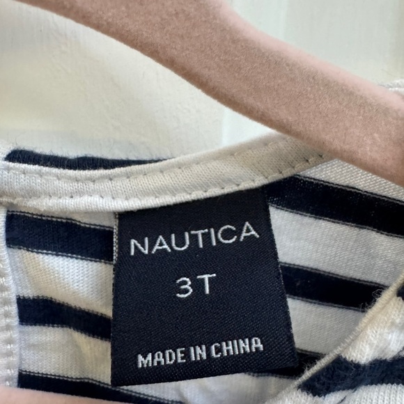 Nautica 3T Girls Red, White & Blue Patriotic Stripe Short Sleeve Top Blouse - Picture 4 of 5